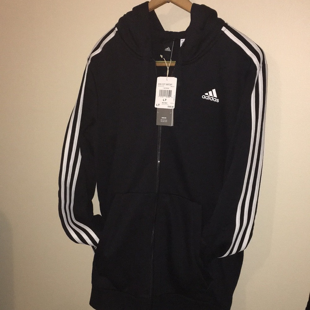 Adidas 3stripe front zip hoodie